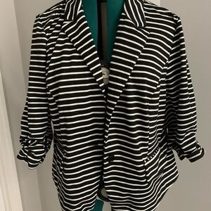 Black and White Striped Women's Blazer